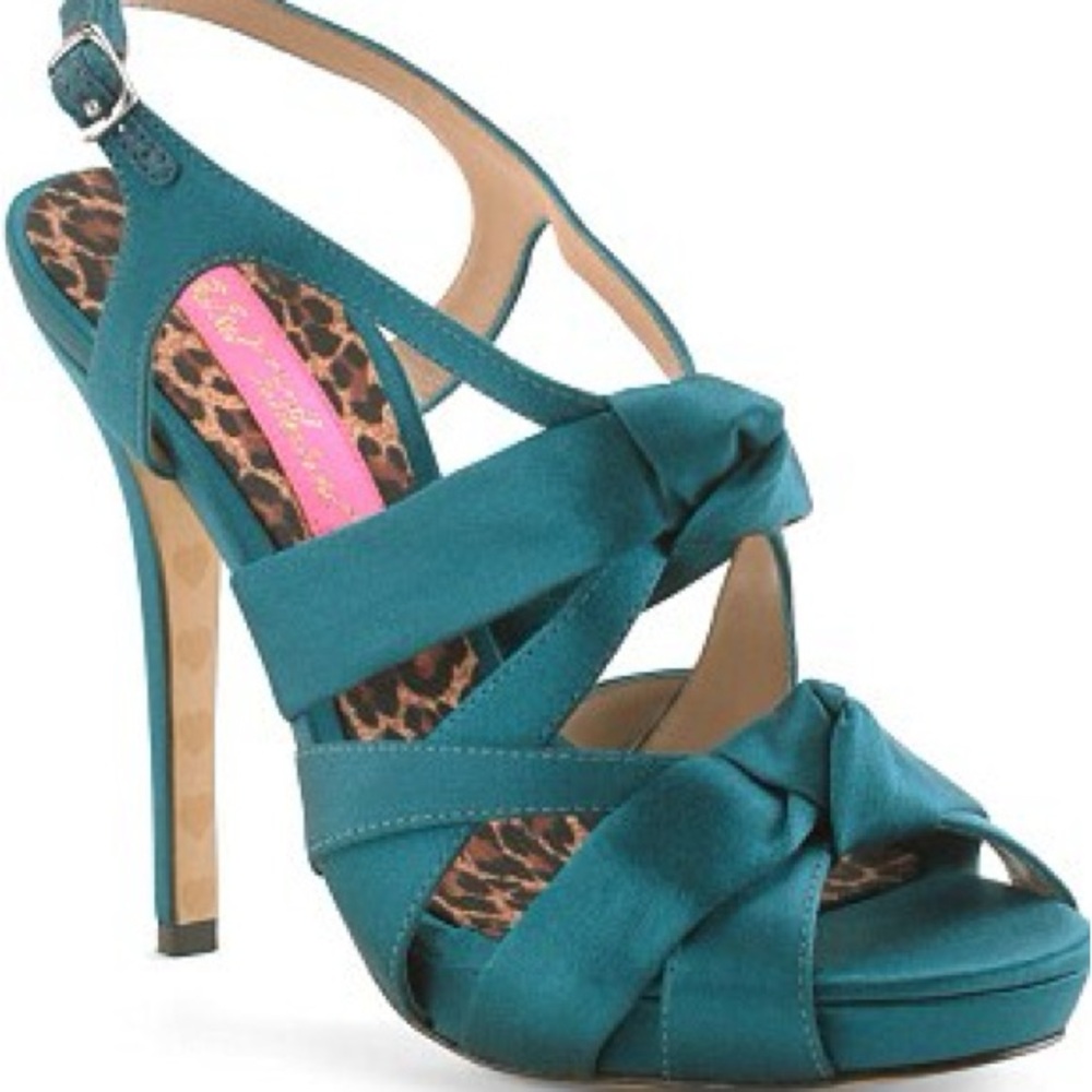 Betsey Johnson Teal Satin Heels
